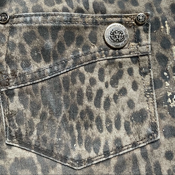 Roberto Cavalli Leopard Metallic Sheen Skinny Jeans Sz 6 - Picture 6 of 7